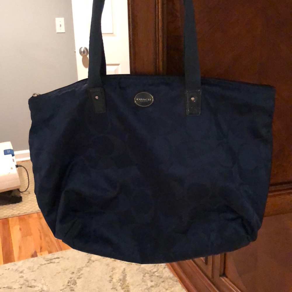 Blue coach tote bag